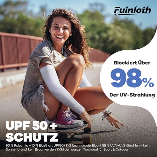 fuinloth 2 Paare Arm Sleeves Arm Stulpen Armschoner für Damen/Herren, Volleyball Basketball Sport Ärmel 2 Weiß