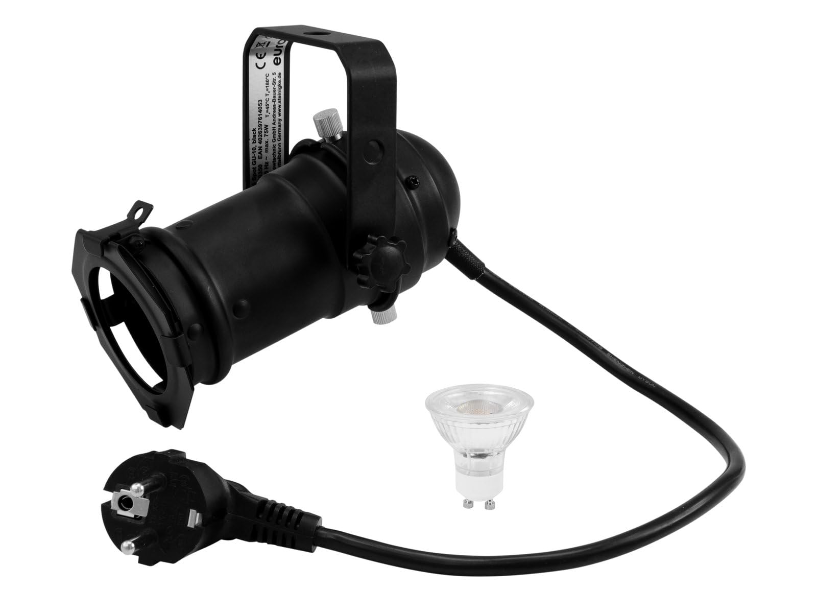 Eurolite 20000559 LED PAR Stage Spotlight 7W 3000K GU10 Black
