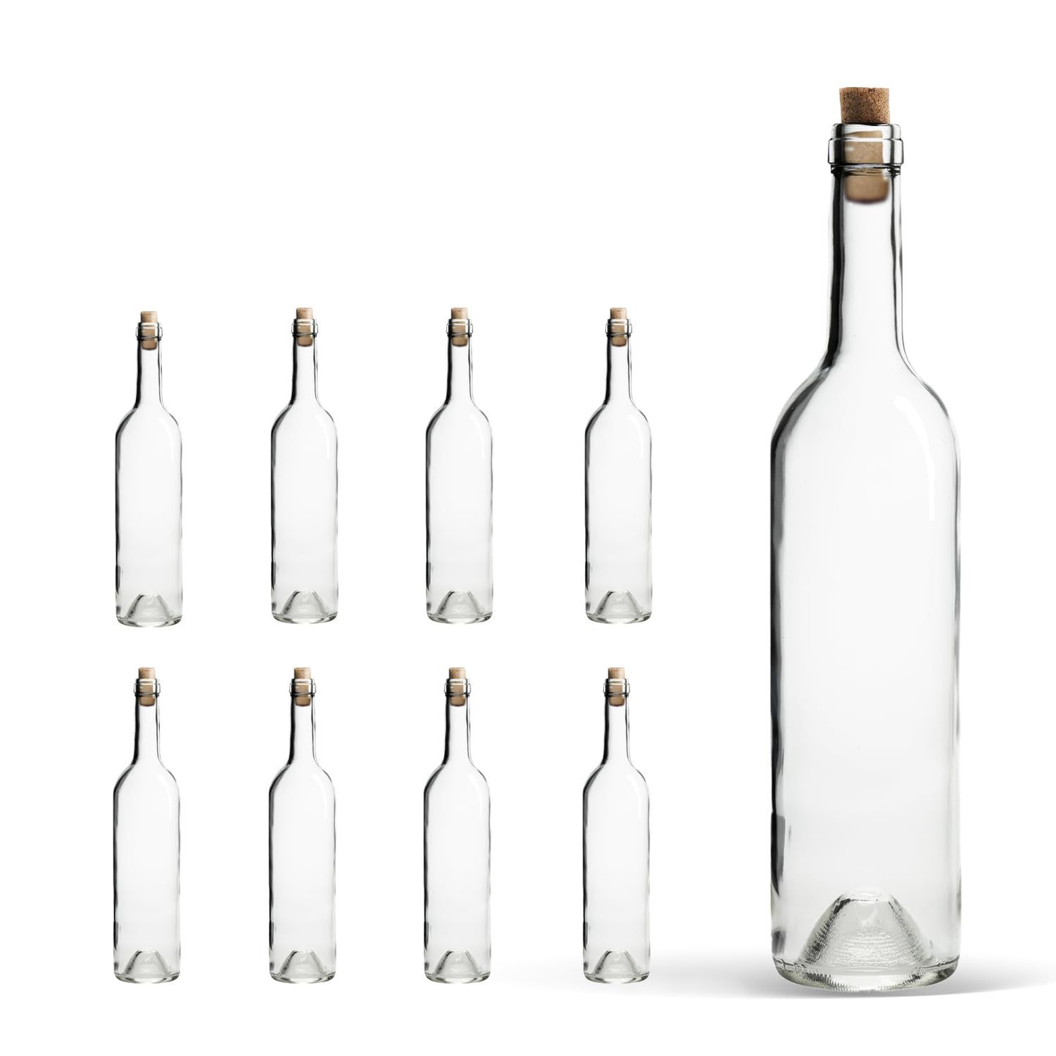 Bouteille 750ml Bordeaux 32 pièces avec bouchon - Bouteilles de vin vide pour brasserie à la maison - Boîte de rangement pour boissons - Décoration de service - En verre transparent