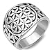 925 Sterling Silver Detailed Flower of Life Symbol Mandala Filigree Large Band Ring Size 9