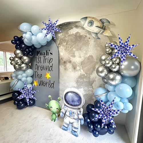 Image of Blue Gingham Balloons Check Balloons Gingham Birthday Party Decorations for Man Birthday Party Decoration Space Themed Party Decor Boy Baby Shower