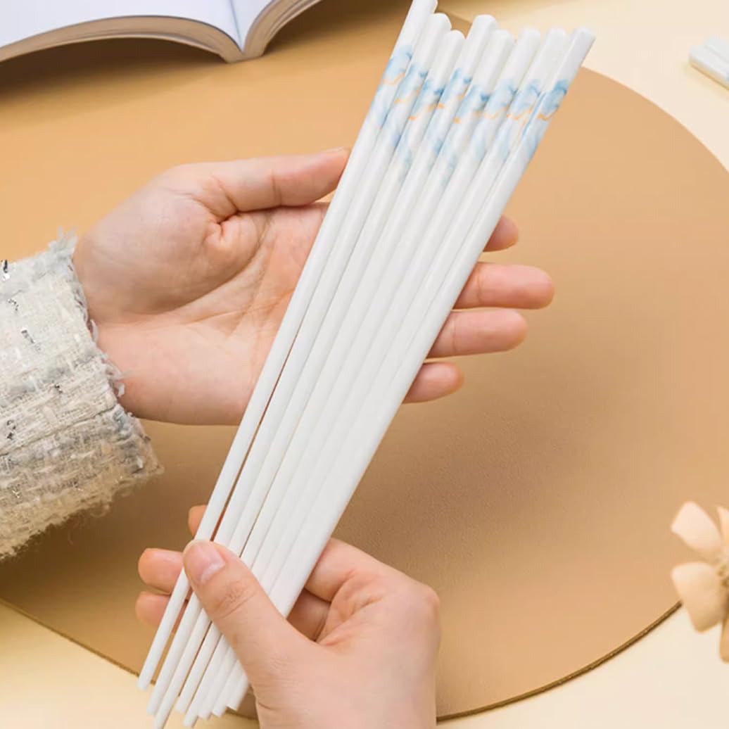 Coffret cadeau de baguettes en porcelaine chinoise, motif pêche, 12 paires de baguettes réutilisables, lavables au lave-vaisselle, baguettes en céramique d'os de haute qualité avec boîte délicate