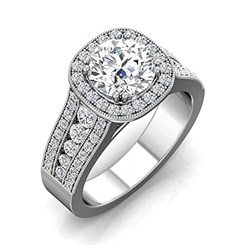 Blocaci Halo Engagement Rings for Women White Gold, 1 Carat Center Moissanite Women's Engagement Rings 10K 14K 18K Solid Gold Wedding Anniversary with Text Engraving3