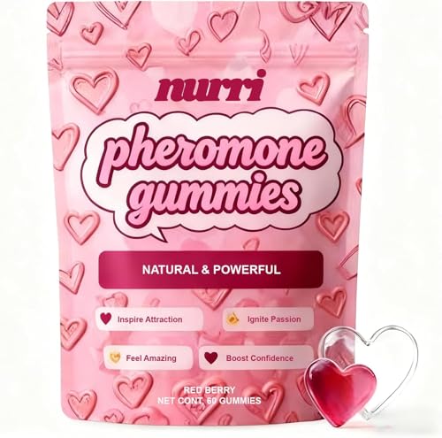 Nurri Pheromone Gummies for Her Gomitas De Feromonas para Mujer with Slippery Elm Supports Balance Confidence & Social Vibe Strawberry Flavor 60 Gummies (1)