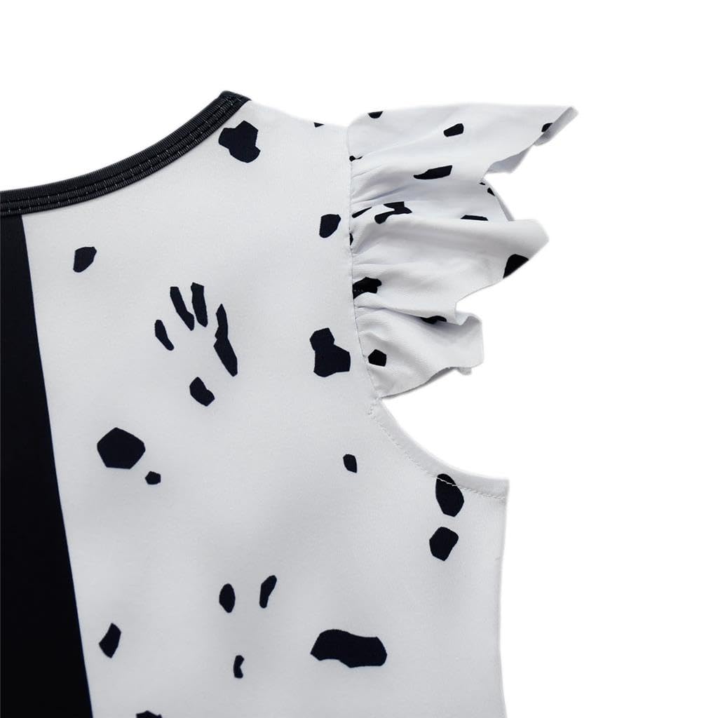 Lito Angels Vestito Costume Crudelia Demon con Mantello e Parrucca per Bambina, Taglia 4-13 anni, Bianco e Nero