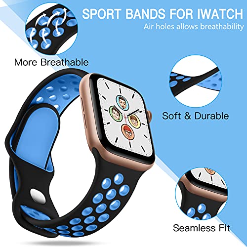 Image of Adorve 4 Pack Sport Bands for Apple Watch 49mm 41mm 40mm 38mm 45mm 44mm 42mm for Women Men, Durable Breathable Soft Silicone Replacement Wrist Strap for iWatch Ultra SE Series 8 7 6 5 4 3 2 1, S /M M /L