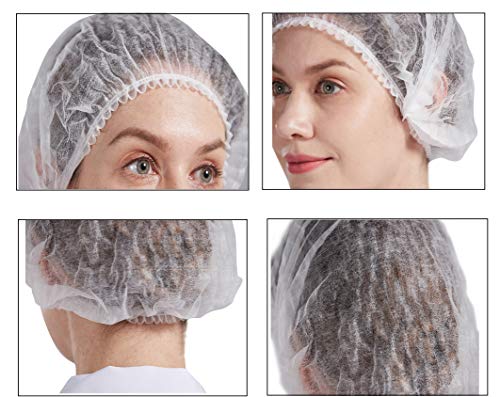 Nanxson 100 Pcs 21'' Disposable Bouffant Caps,Food Service Hair Nets,Hair Head Cover Net, for Spas, Salons,Factory,Food CF9044 (1 Pack(100 Pieces), Blue) (White, One Size)