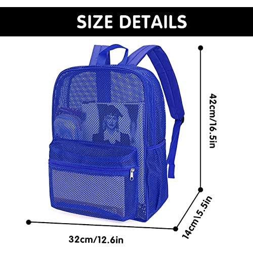 MCWTH Heavy Duty Mesh Backpack, See Through School College Student Mesh Bookbag (Blue)2