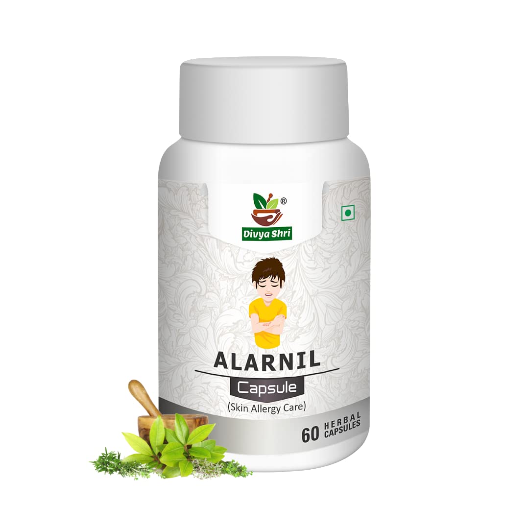 Divya Shri Alarnil Capsules | Ayurvedic Blood purifier for Healthy And Natural Glowing Skin | Skin Care Capsules | Cure Skin Infections | Skin Allergy Ayurvedic Medicine Pack Of 1 (60 Capsules) (B09DSX8HV7) Amazon Price History, Amazon Price Tracker