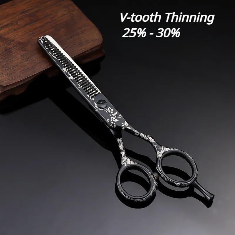 Hair Cutting Shears, 6 Inch Professional JP 440c Steel Plum Blossom Hair Scissors Haircut Thinning Barber Cutting Shears Hairdresser Scissors Set,