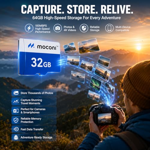 Image of 32GB Memory Card with SD Adapter, Grade U-3 /A1 /V30 Class 10, Up to 70 Mbps Reading & 150 Mbps Writing Speed with High Performance of Data Transfer (32, GB)