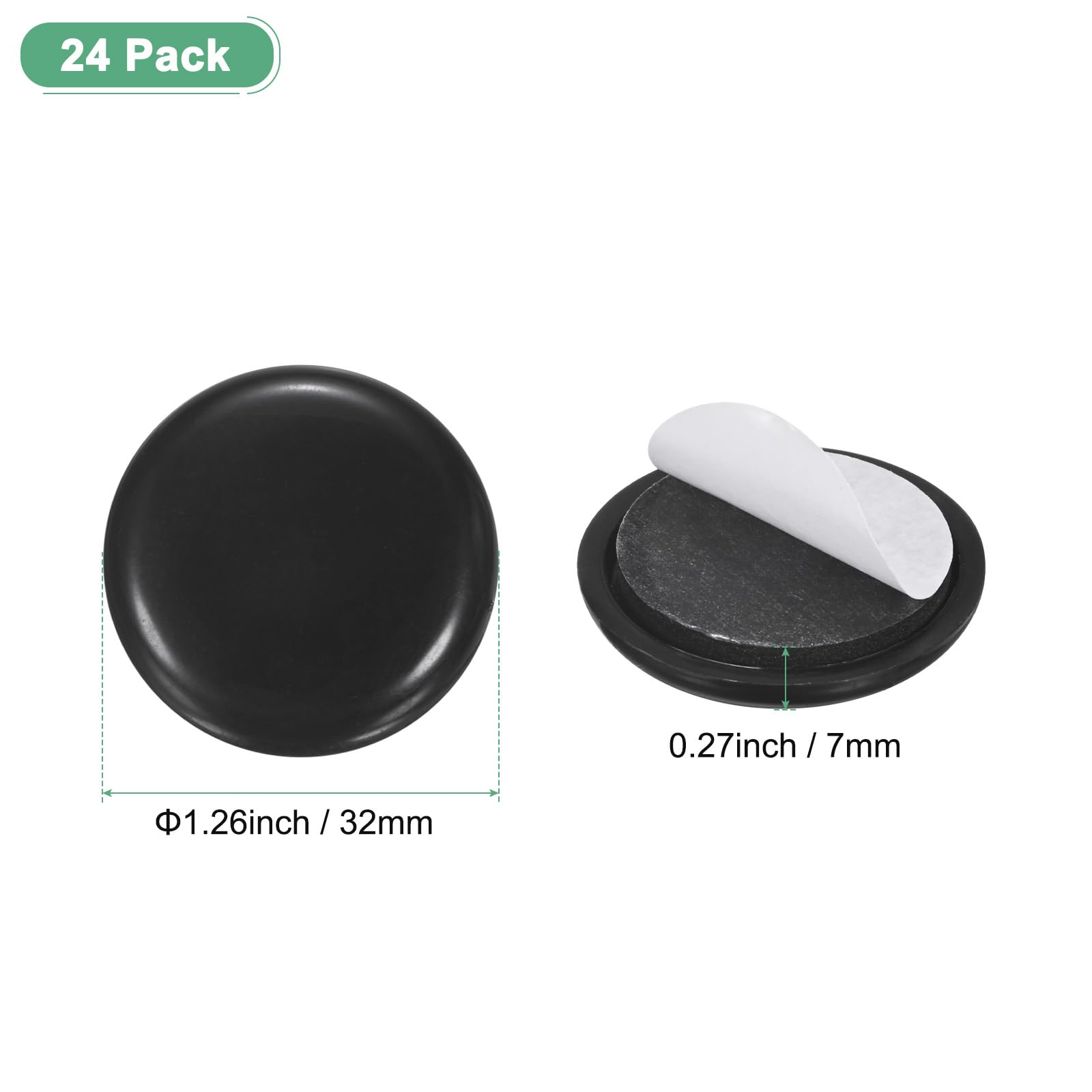 M METERXITY Möbelgleiter, 3,2 cm Durchmesser, EVA-Schaum-Filz-Pad, selbstklebend, Mover-Gleiter für Teppich/Stuhl/Tische, Möbel, runde Pads, Bodenschoner, Schwarz, 24 Stück