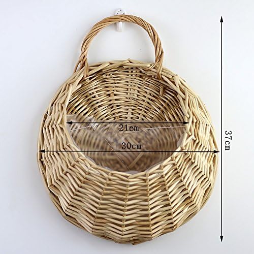 Aneil Wicker Rattan Artificial Flower Basket Wall Mounted Fake Plant Pot Planter Hanging Vase Container