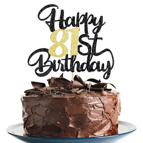 Image of 81st Birthday Cake Topper - Happy Birthday Decoration for 81st Birthday Party - Gift Plugin (81)