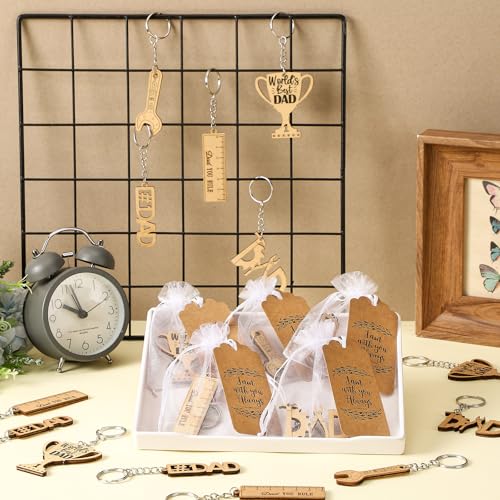Loetere 120 Pcs Father's Day Keychains Bulk Church Christian Dad Gift Wooden Thank You Keychain Inspiration Gifts for Godfather Men Dad Church Theme Party Supplies (Fresh Style) by Loetere - Image 2