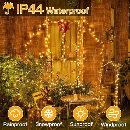 Ollny Christmas Lights Outdoor 400LED 131FT, Warm White Fairy Lights with Remote 3 Timer, Plug in 8 Modes String Lights for Bedroom Indoor Outside House Party Xmas Decorations - Image 5
