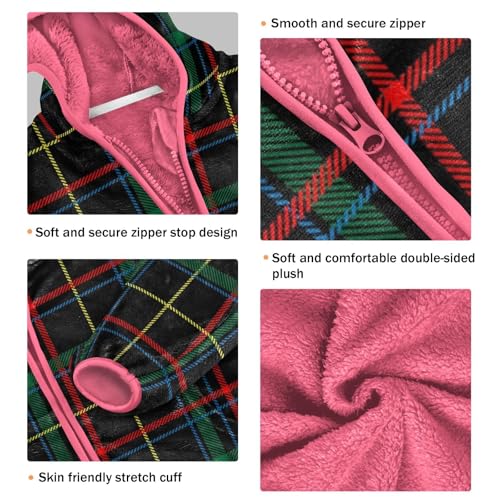 Plaid Dark Green Christmas Sherpa Fleece Girls3