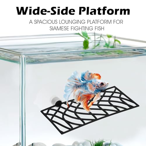 Image of 2Pcs Betta Fish Tank Accessories, Betta Tunnel & Hammock Aquarium Hideout, Bettas Fish Toys with Suction Cups Perfect for Hideout and Play Area, 3.9x2 Inch Platform, 3.9x1.6 Inch Tunnel(Black)