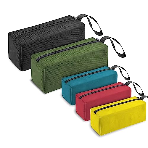 Paquete de 5 bolsas de almacenamiento de herramientas resistentes con revestimiento impermeable de tela Oxford para una fácil organización, bolsa multifuncional resistente