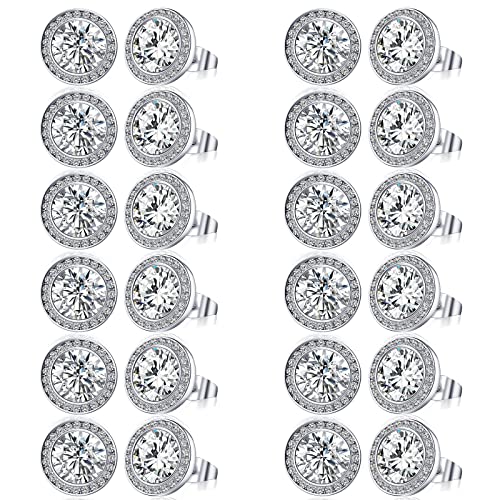 12 Pairs Dance Earrings Rhinestone Round Stud Earrings Crystal Dance Earrings Silver Jewelry Decor For Women Girls Dance Competitions Stage Performance Bridal Party (0.59 Inch) #TOP10