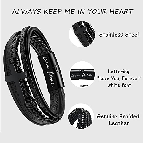 Gifts For Husband,To My Husband Bracelets From Wife Unique Gifts For Father's Day Birthday Anniversary Valentine's Day Thanksgiving Day Christmas Braided Leather Wristband Bracelet 8.5 Inches #TOP4
