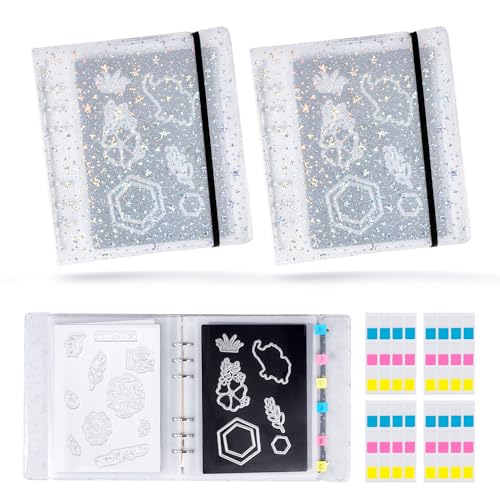 Image of Magnetic Sheets and Storage Bags for Stamps and Dies Storage with Album Pocket, Die Cut Storage Set for Storage Die Cutting,DIY Scrapbooking,Card Making Supplies(White 2sets)