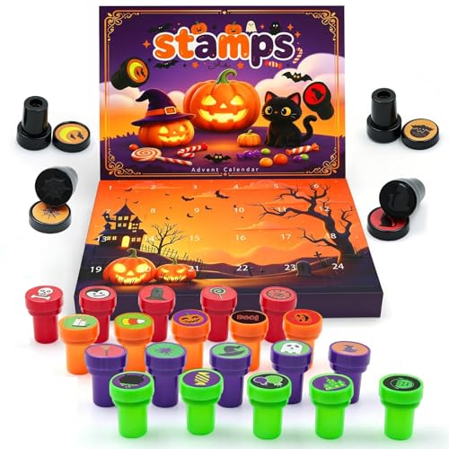 Halloween Advent Calendar 2026 Trick or Treating 24 Pcs Stamps for Kids
