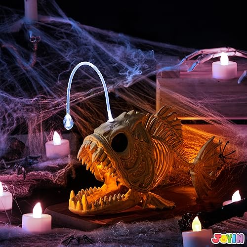 JOYIN 25,9 cm Skelettfisch Mit LED-Auge für Halloween-Dekoration, Friedhofsdekorationen, Gruselszene Drinnen/Draußen – Ansicht 4