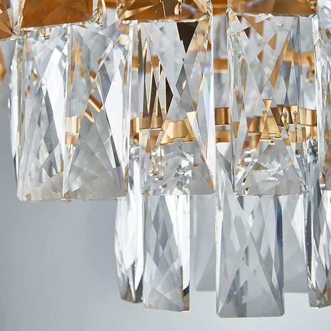 Image of Modern Ceiling Lamp 3-Tier Round Crystal Chandelier for Living Room | Modern Ceiling Light Jhumar for Hall for Home Decoration + 3 Color LED Light (Pine Apple, 300MM)