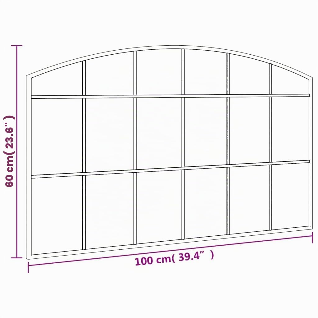 vidaXL Espejo de Pared Arco de Hierro Negro 100x60 cm
