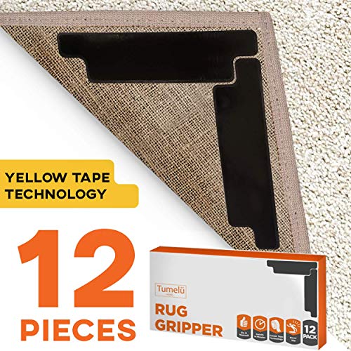 12pc Premium Large Size Anti Curling Carpet Tape Rug Gripper – Will Keep