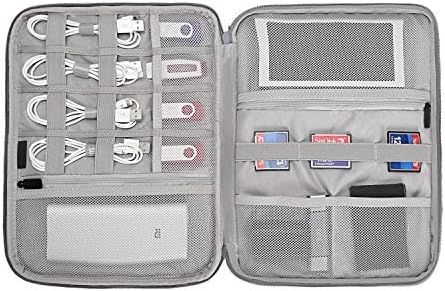 TsunNee Extra Large Double Layer Travel Cable Organizer Bag, Portable Electronics Accessories Storage Case with 2 Compartments, Gray