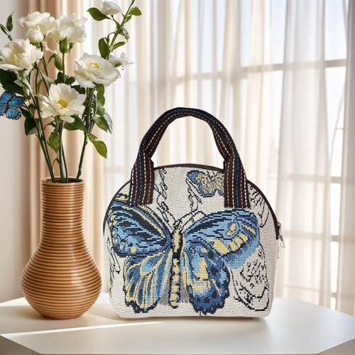 Butterfly Pattern Woven Handbag with Trendy Ethnic Style Handle - Ideal for Casual Daily Outings