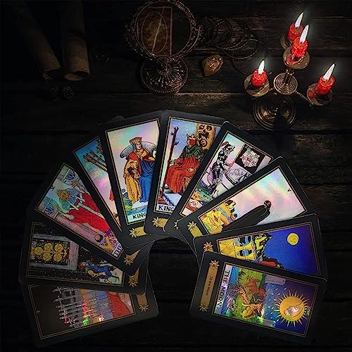 Image of AYME Tarot Card GameWith Guidebook, 78 Pcs Holographic Tarot Cards Deck Future Telling Game With Colorful Box For Beginners And Professional Player, Adult (Style 6)