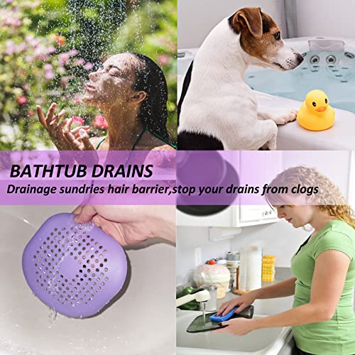 Hair Drain Catcher,Square Drain Cover for Shower Silicone Hair Stopper with Suction Cup,Easy to Install Suit for Bathroom,Bathtub,Kitchen 2 Pack (Purple) - Thumbnail 4