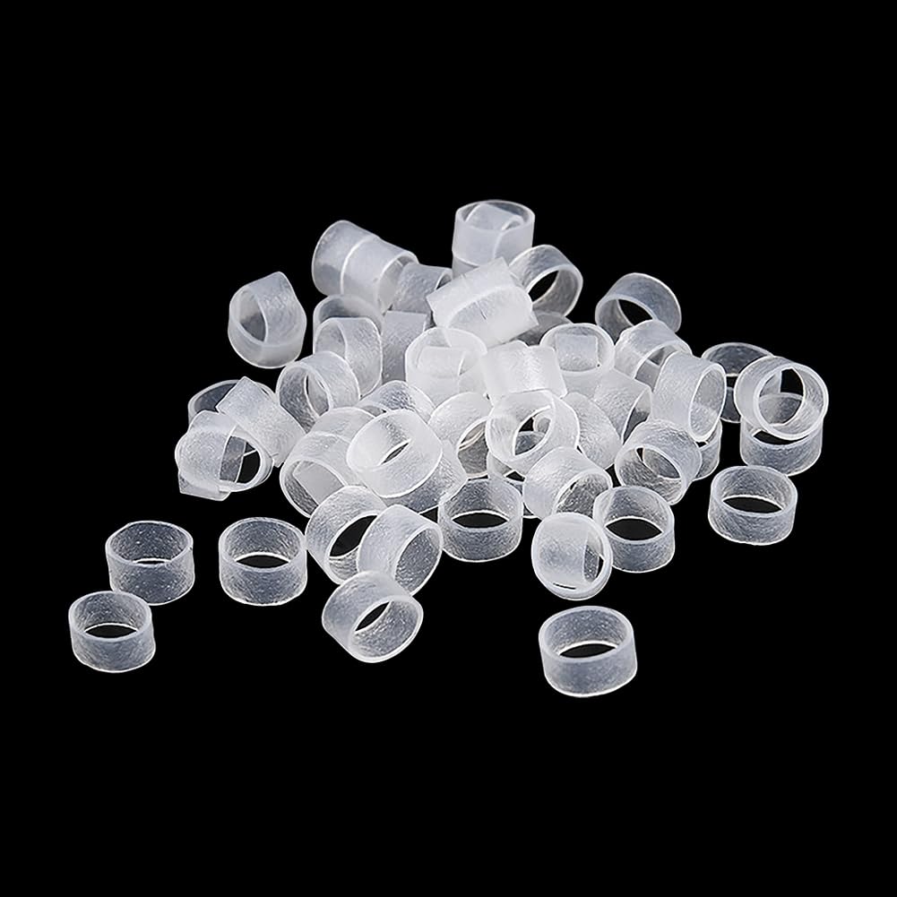 JIHUOO 500 Pcs Clear Small Rubber Bands - 10x5mm Elastic Silicone Cable Ties and Rings, Heavy-Duty