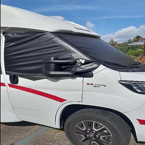 Etomvoop Front Windscreen Cover for F-iat Ducato, Sun Shield Front Windshield Frost Protection Screen Cover Blackout Anti-UV Sunshade Cover for Ducato Motorhome 2006 Onwards