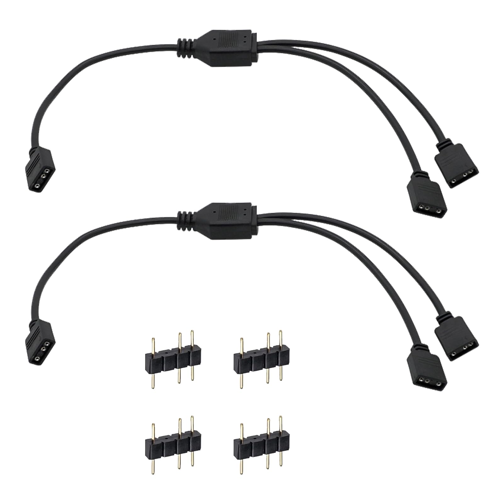 2 Pièces Câble Répartiteur ARGB 1 vers 2, Splitter ARGB 1 à 2, Synchronisation LED ARGB pour Ventilateurs PC et Châssis d'Ordinateur, Connecteur 3 Broches 5V, Compatible avec ASUS MSI ASRock Hubs ARGB