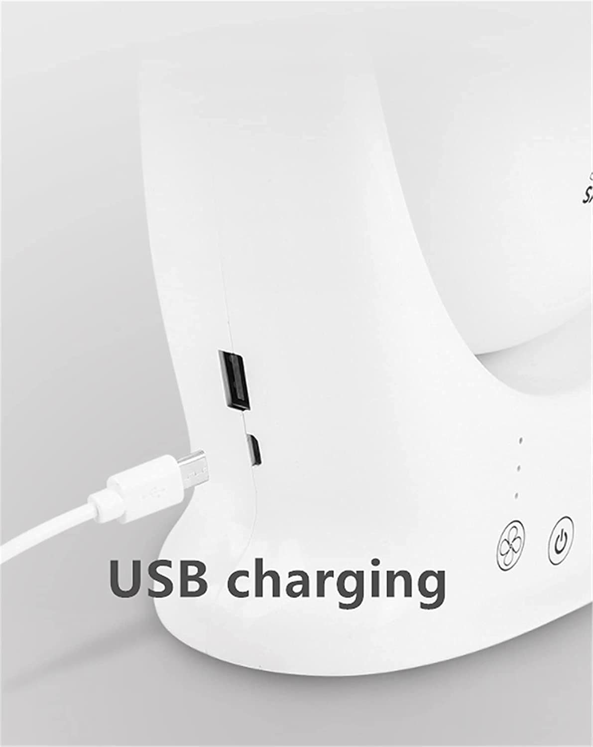 Bezłopatkowy wentylator wieżowy z podświetleniem LED w 7 kolorach Przenośny wentylator 3 prędkości Wydajny wentylator biurkowy Ładowanie przez USB Łatwe czyszczenie do sypialni, salonu, kuchni,