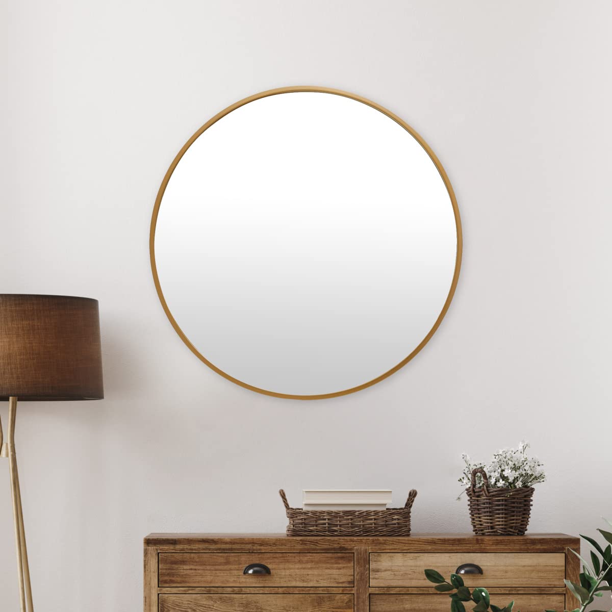Home Centre Reflection Broadway Gold Frame Round Wall Mirror