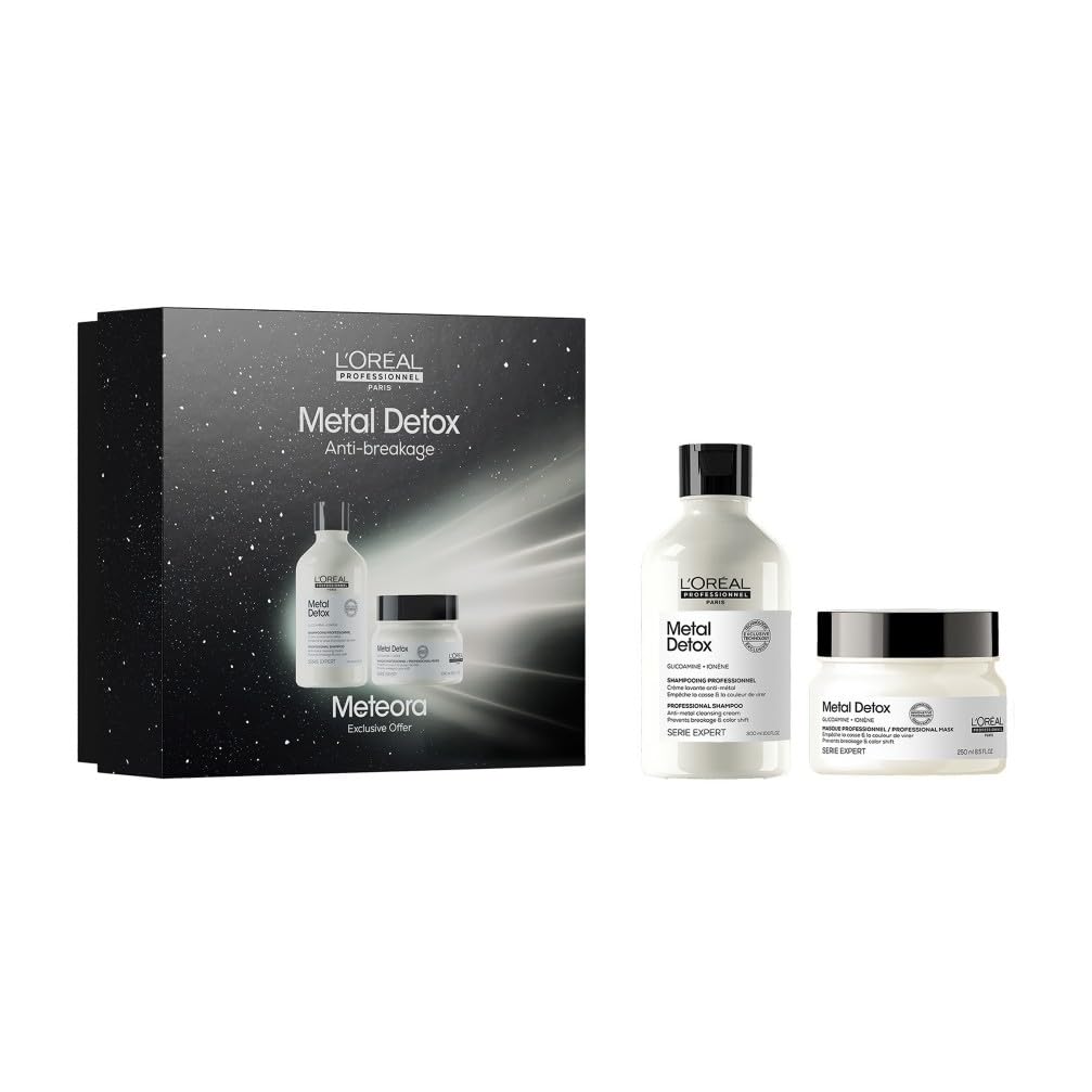 L'Oréal Professionnel, Cofanetto Natale, Shampoo + Maschera Professionale, Per Tutti i Tipi di Capelli Danneggiati, Formula Anti-Metallo, Metal Detox Serie Expert, 300 ml + 250 ml