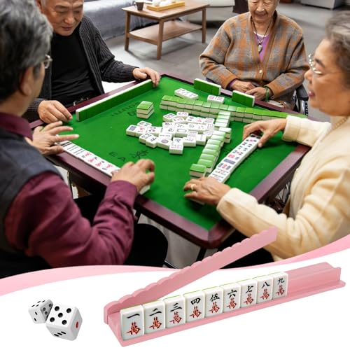 Juego 4 Racks para Mahjong de Madera con Bolsa Rosa miniatura 6