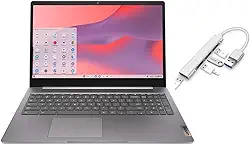 Lenovo IdeaPad 3i Chromebook 39.6 cm FHD 1920 x 1080 Display | Intel Celeron N4500 1.1GHz | Intel UHD Graphics | Câmera | Cinza | 4GB RAM | 64GB SSD | Chrome OS | Pacote com hub USB 3.0