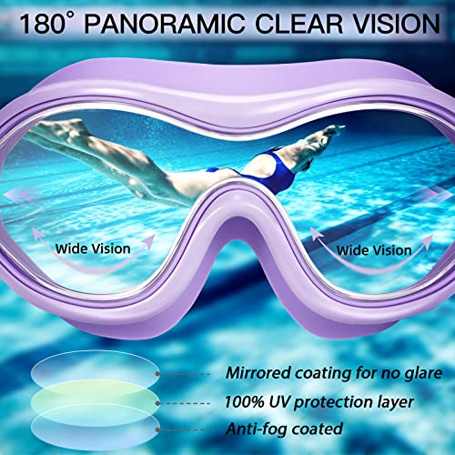 Image of Seago Swim Goggles Adult Youth Anti-Fog Wide Clear View Pool Goggles