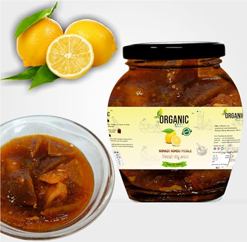 Image of Organic Anand Homemade Nimadi Lemon Pickles 350gram Khatta Mitha Nimbu ka Achaar, Flavourful, Delicious, Traditional Taste
