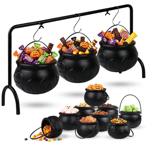 Cauldron Halloween Decor, 12 Pcs Hanging Witches Cauldron Serving Set Bowls