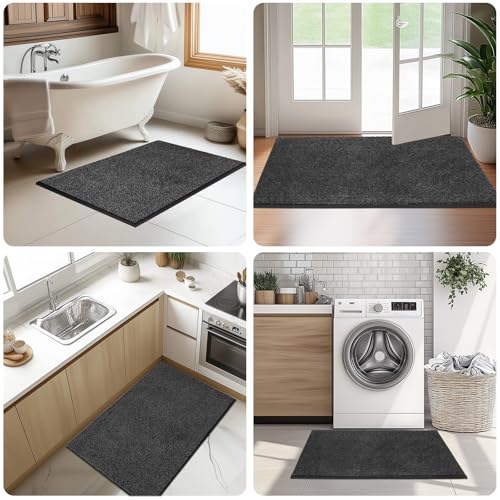 Image of Washable Kitchen Rug 24 inch x 70 inch Rectangular, Non Slip Absorbent Indoor Entryway Runner Rug for Floor, Laundry, Bathroom, Bedroom (Roll Packing)