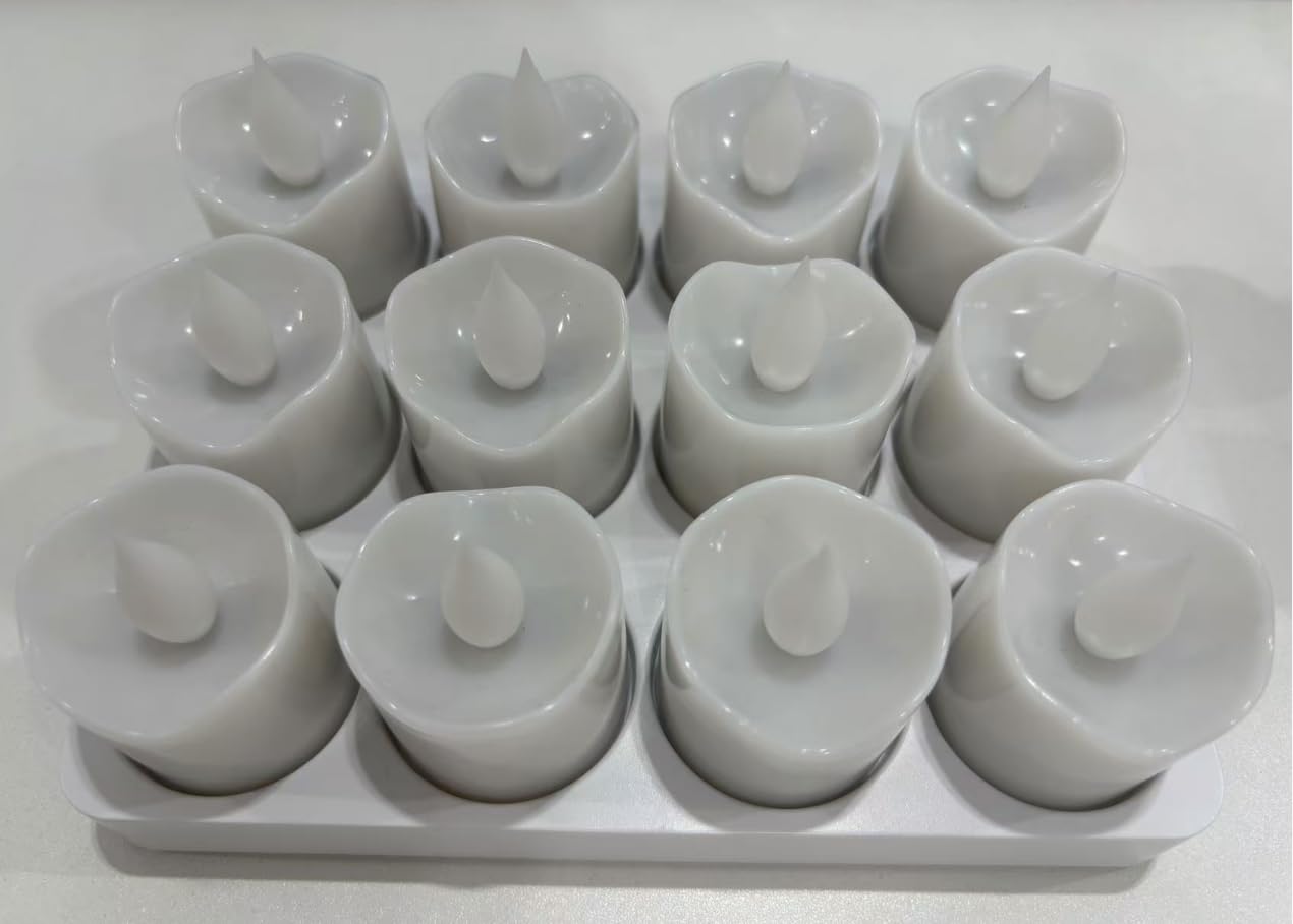 Rechargeable Tea Lights, 12 Pack Battery Flameless Electric White