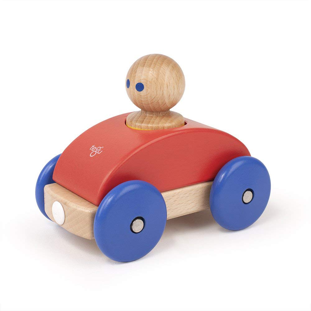 3 Piece Tegu Magnetic Racer Building Block Set, Poppy Big Top
