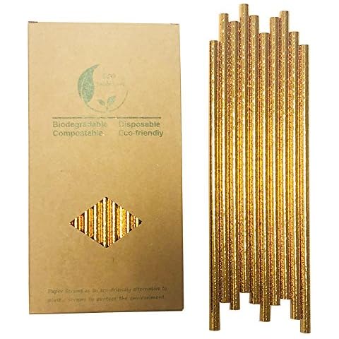 Disposable Gold Paper Straws for Celebrations Cover